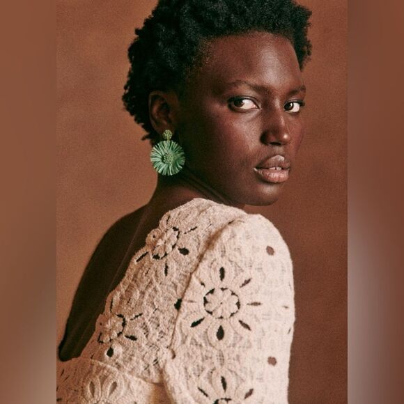 NEW SEZANE Krissy Crochet dress in Ecru - Picture 6 of 11